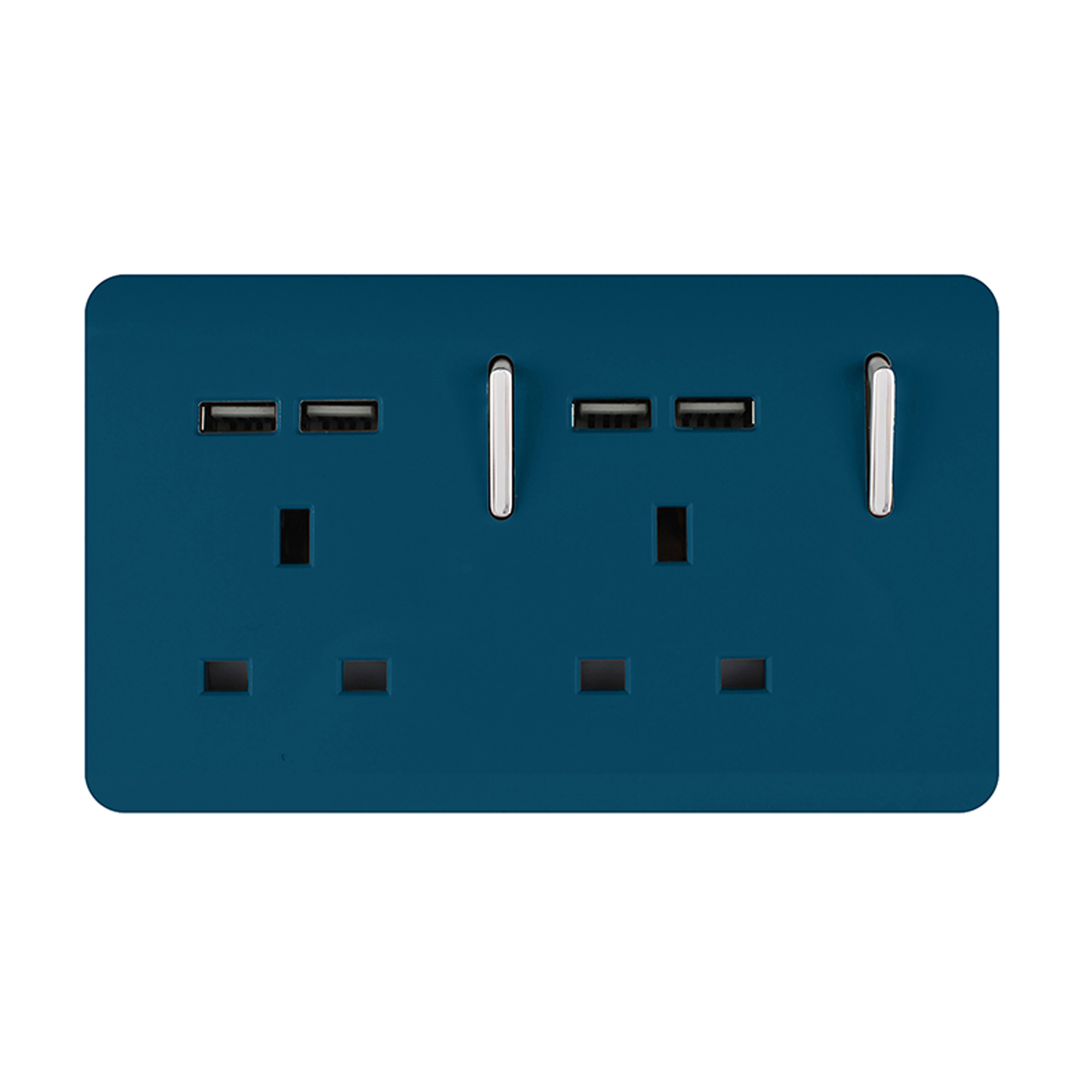 ART-SKT213USBMD  2 Gang 13Amp Switched Double Socket With 4X 2.1Mah USB Midnight Blue